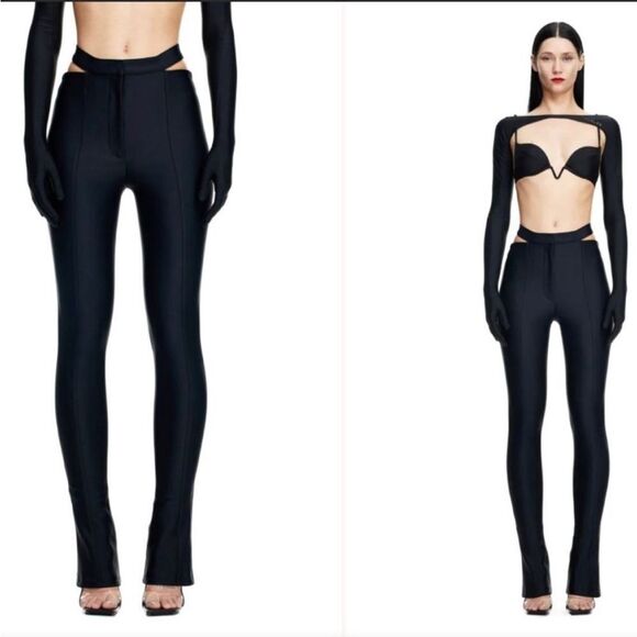 MUGLER H&M High Flare Pant Stretch Jersey Cut-Out Trouser Skinny Tight 12 $1150 - Picture 1 of 10